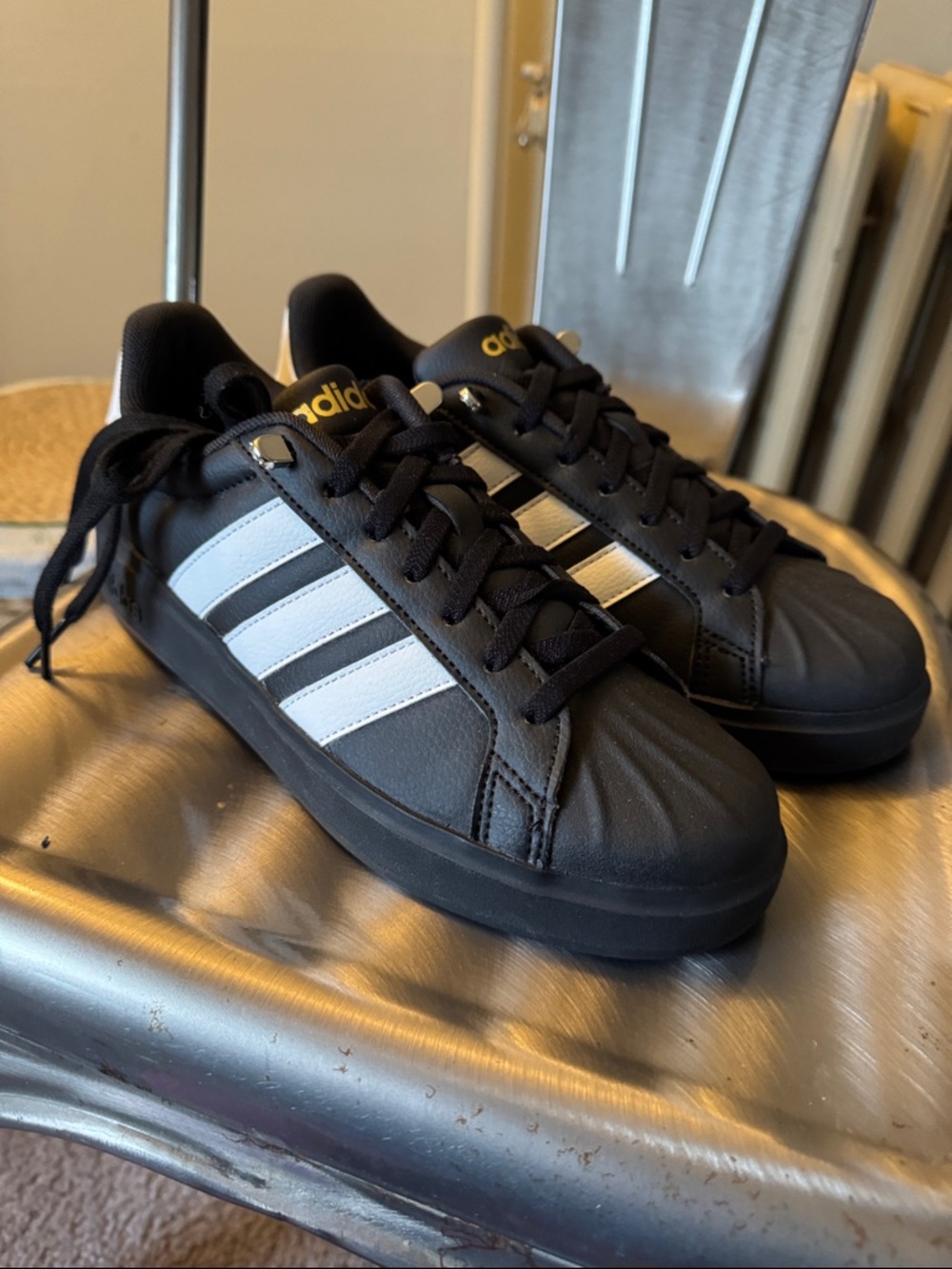 adidas Black and White Women's Sneakers - Picture 4 of 7
